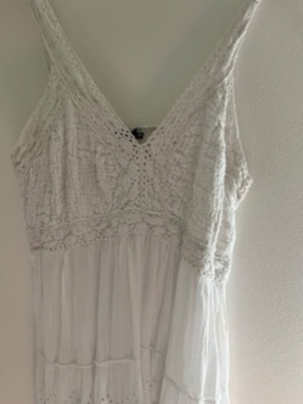 S.R. Fashion Eyelet Cotton Maxi Dress Boho Cottagecore Crochet Bridal Medium